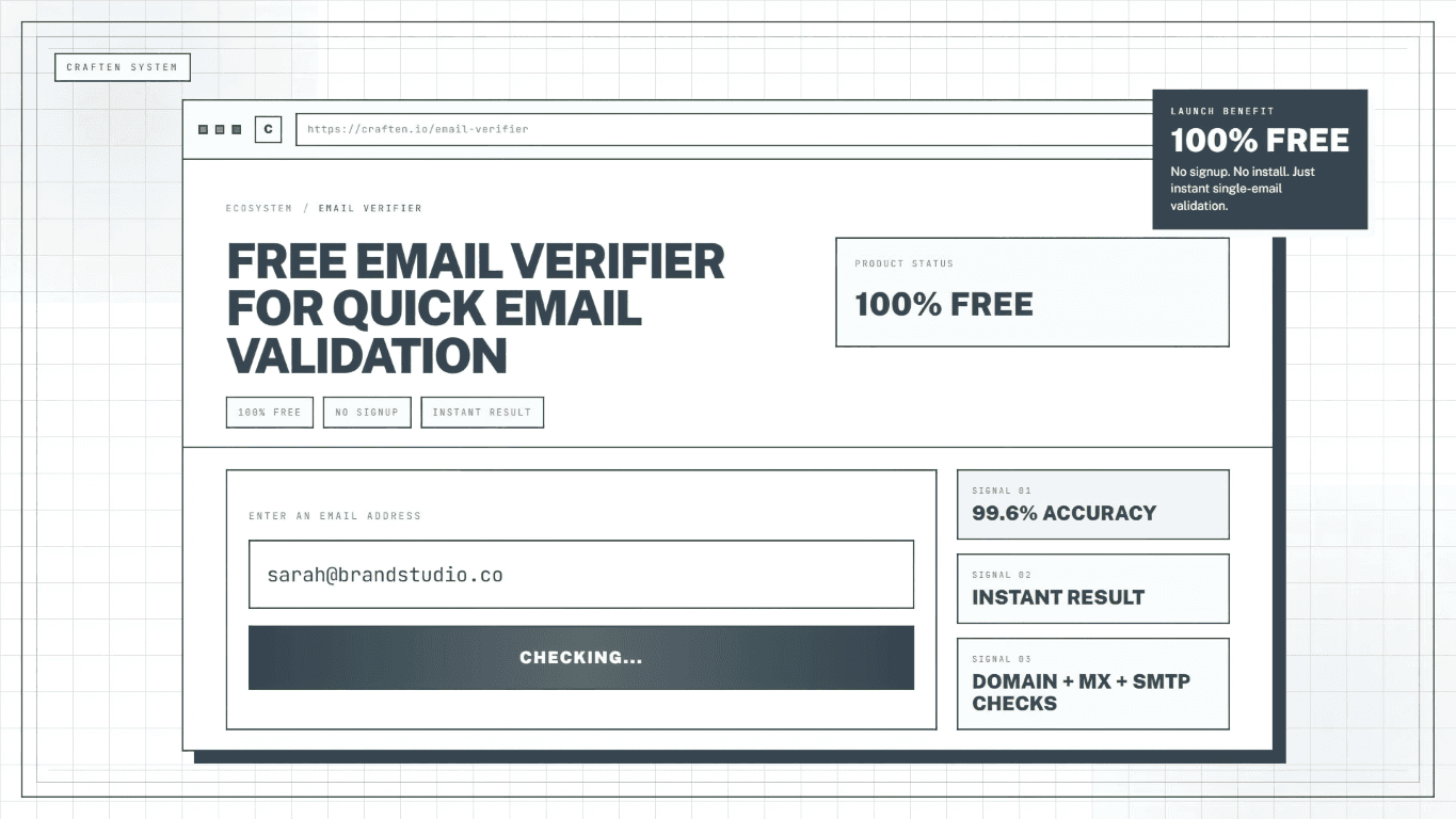 100% Free Email Verifier by Craften 100% Free Email Verifier by Craften screenshot 1