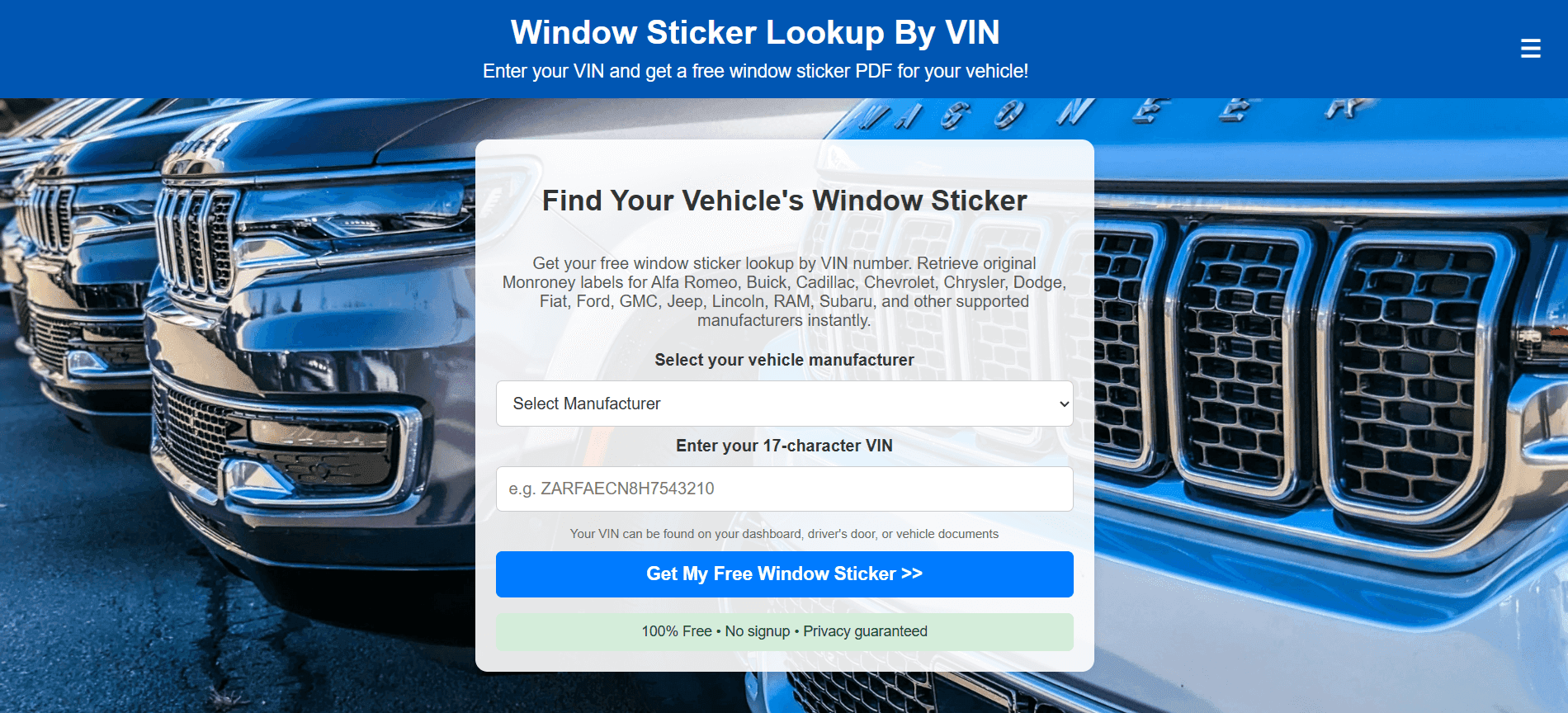 Window Sticker Lookup By VIN Window Sticker Lookup By VIN screenshot 1