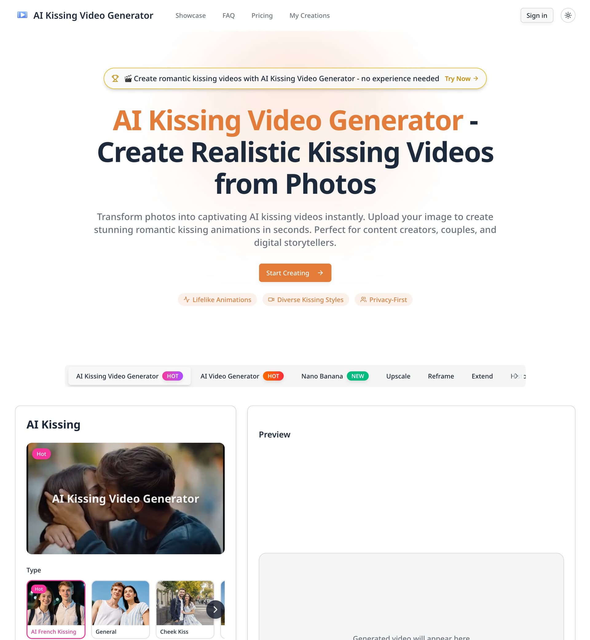 AI Kissing Video Generator - Animate Photos & Couple Interaction AI Kissing Video Generator - Animate Photos & Couple Interaction screenshot 1