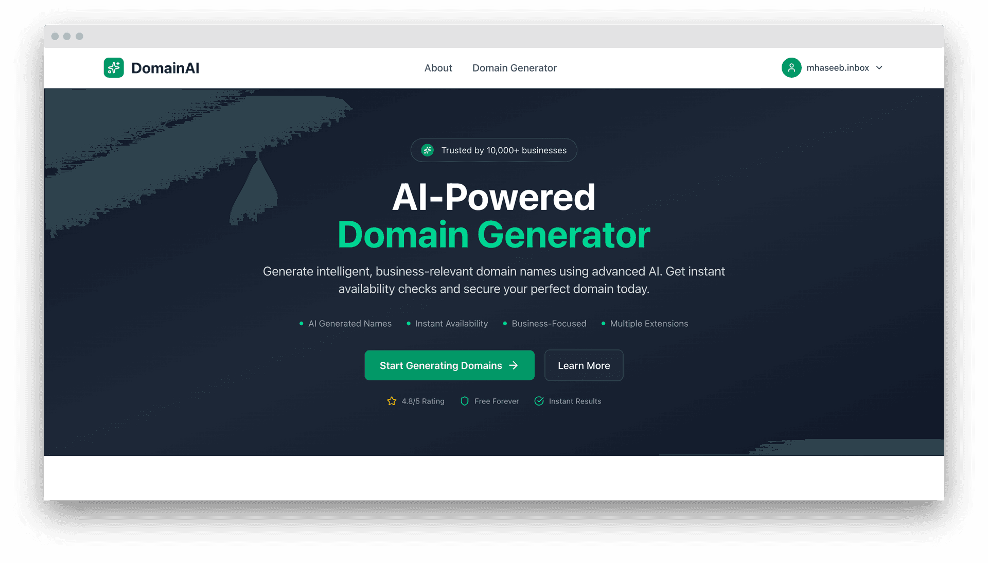 DomainAI - AI-Powered Domain Generator DomainAI - AI-Powered Domain Generator screenshot 1