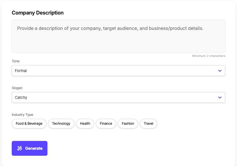 Free AI Tagline Generator Free AI Tagline Generator screenshot 1