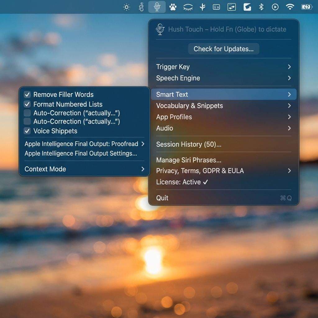 Hush Touch | Voice-to-Text for MacOS Hush Touch | Voice-to-Text for MacOS screenshot 1