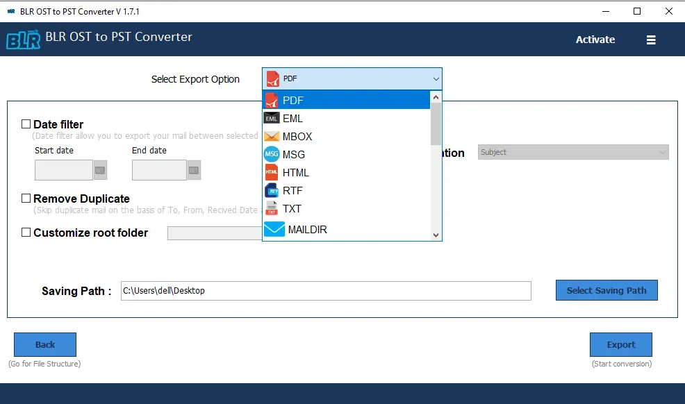 BLR OST to PST Converter Tool BLR OST to PST Converter Tool screenshot 1