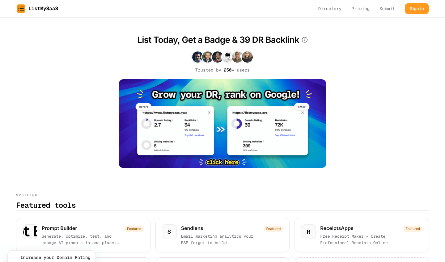ListMySaaS — Free SaaS directory for founders, makers, and indie hackers ListMySaaS — Free SaaS directory for founders, makers, and indie hackers screenshot 1