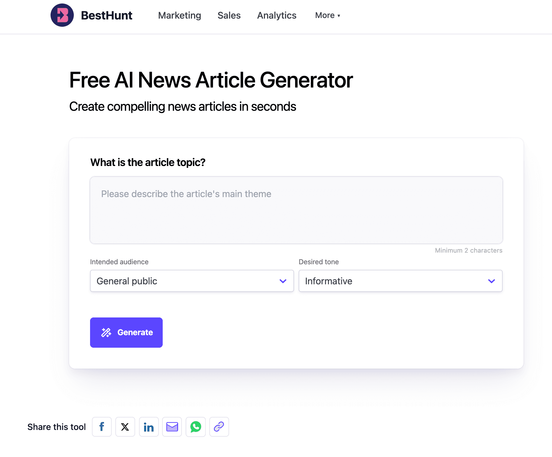 AI News Article Generator AI News Article Generator screenshot 1