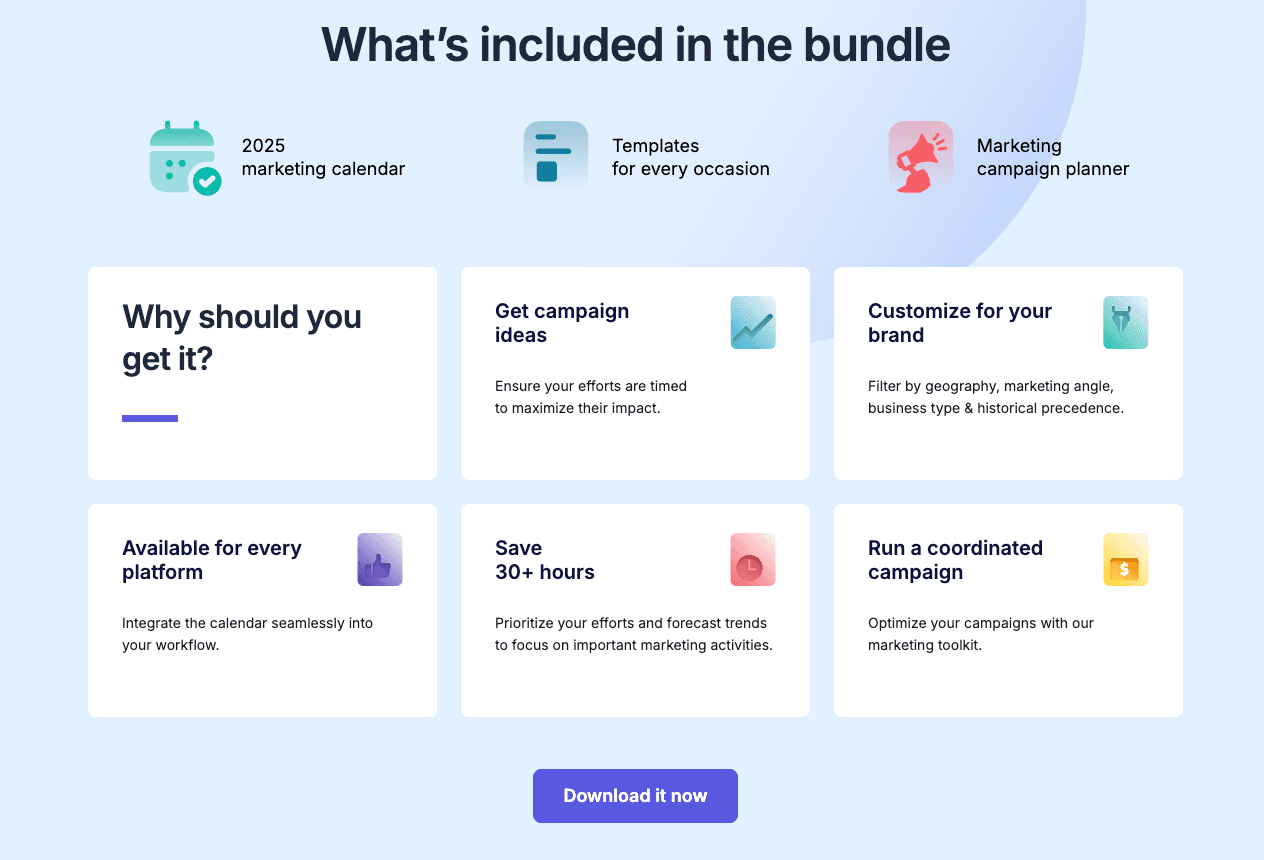 Free Marketing Calendar & Planner for 2025 Free Marketing Calendar & Planner for 2025 screenshot 1