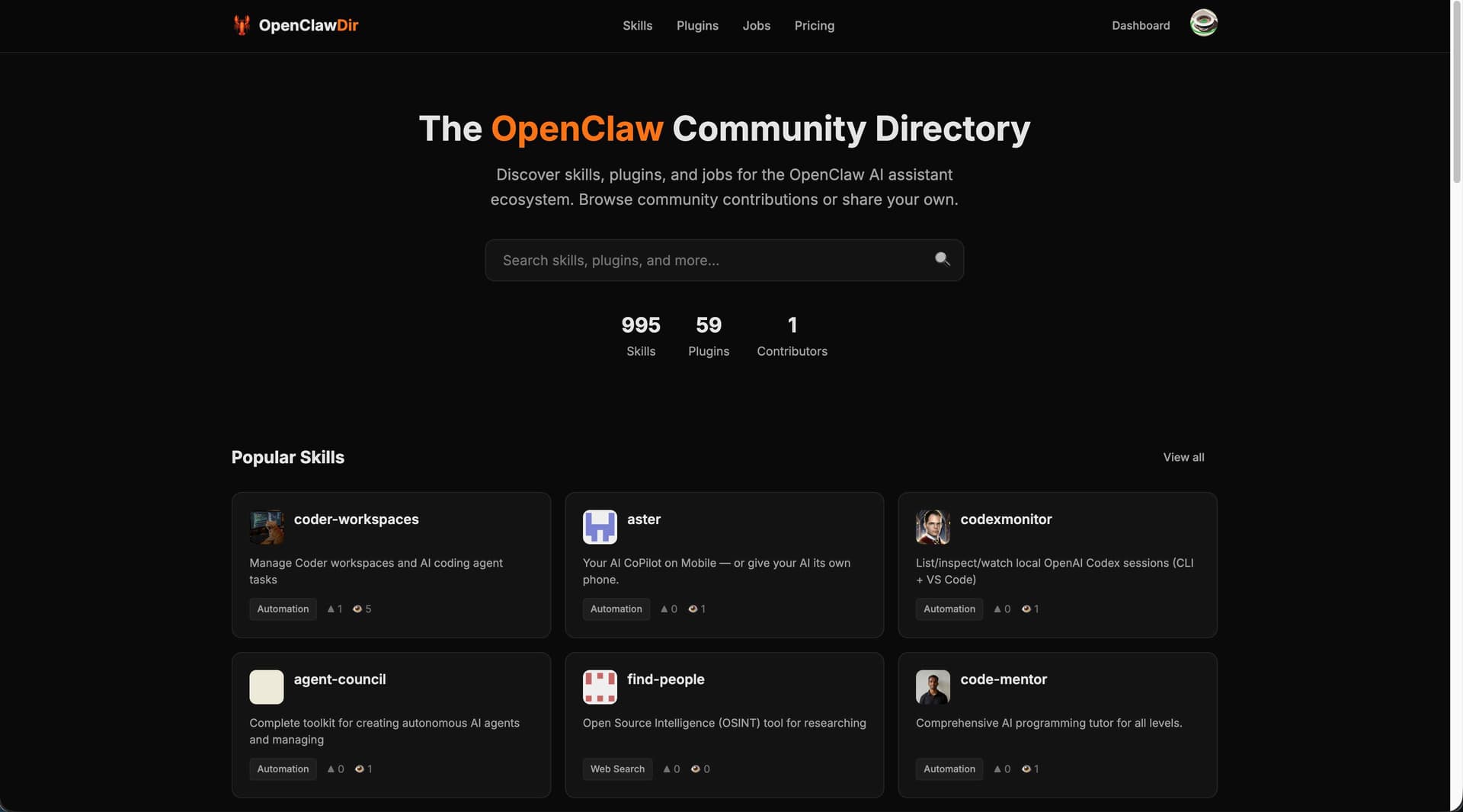 Open Claw Directory Open Claw Directory screenshot 1