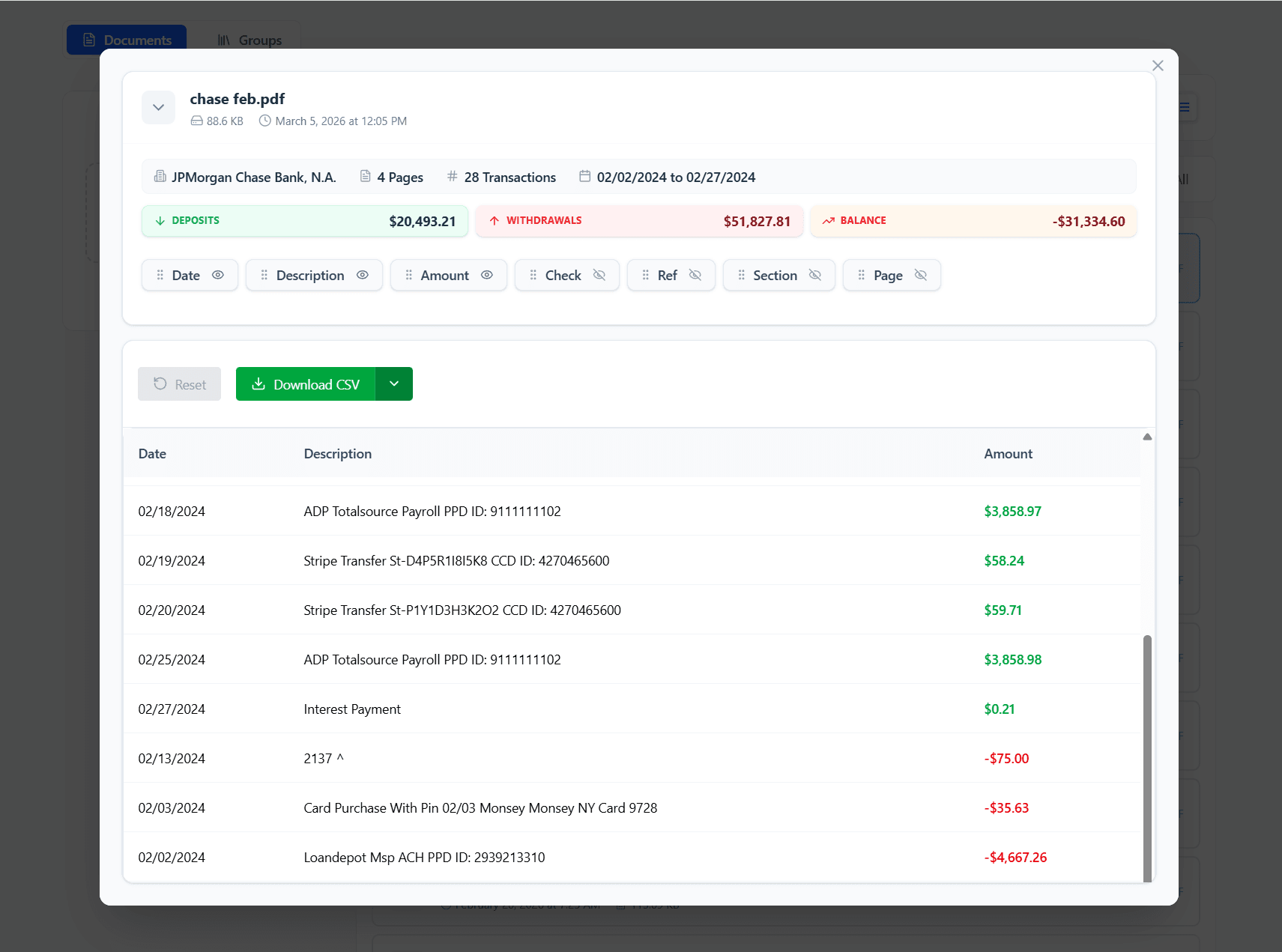 ProcessBankStatement ProcessBankStatement screenshot 1