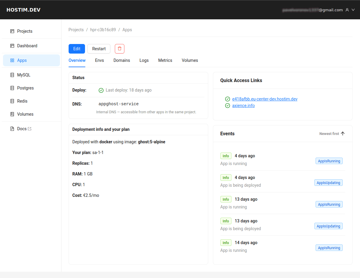 Hostim.dev Hostim.dev screenshot 1